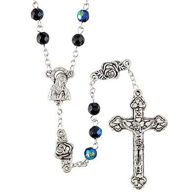  Rosebud of Bead Rosary - Jet