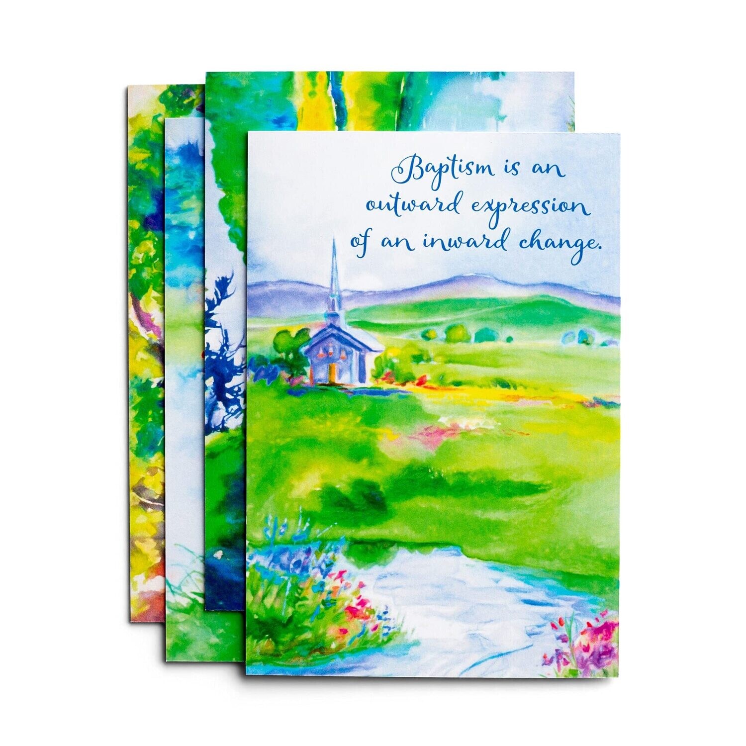 Baptism  Step of Faith  KJV 4 Design Assortment with Scripture  12 Boxed Cards &amp; Envelopes