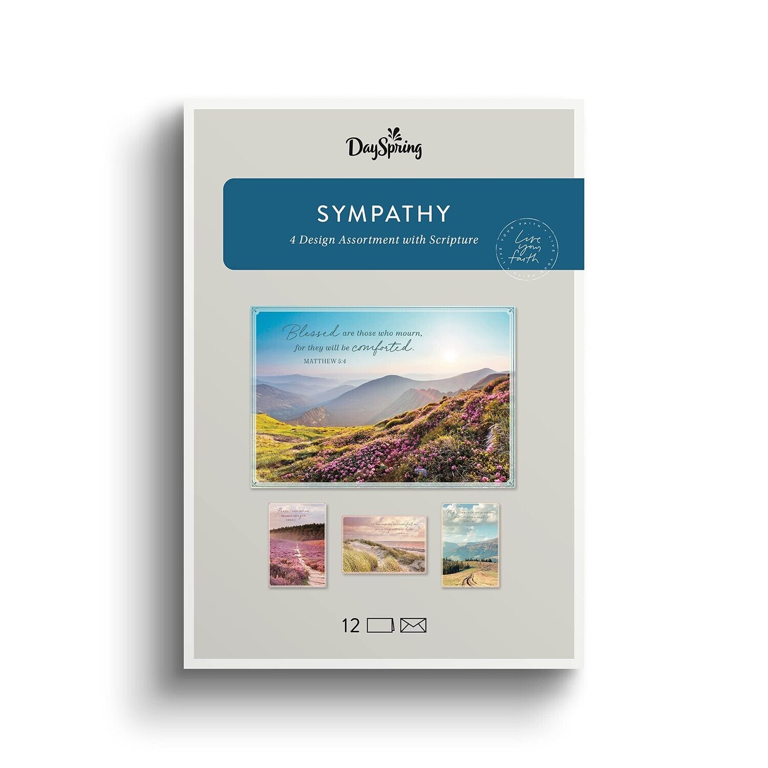 Sympathy  Blessed are Those Who Mourn  4 Landscape Design w/Scripture  12 Sympathy Boxed Cards &amp; Envelopes