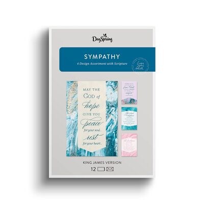 Sympathy  Peace for Your Soul  4 Marble Assortment with Scripture  12 Sympathy Cards &amp; Envelopes (U0059)