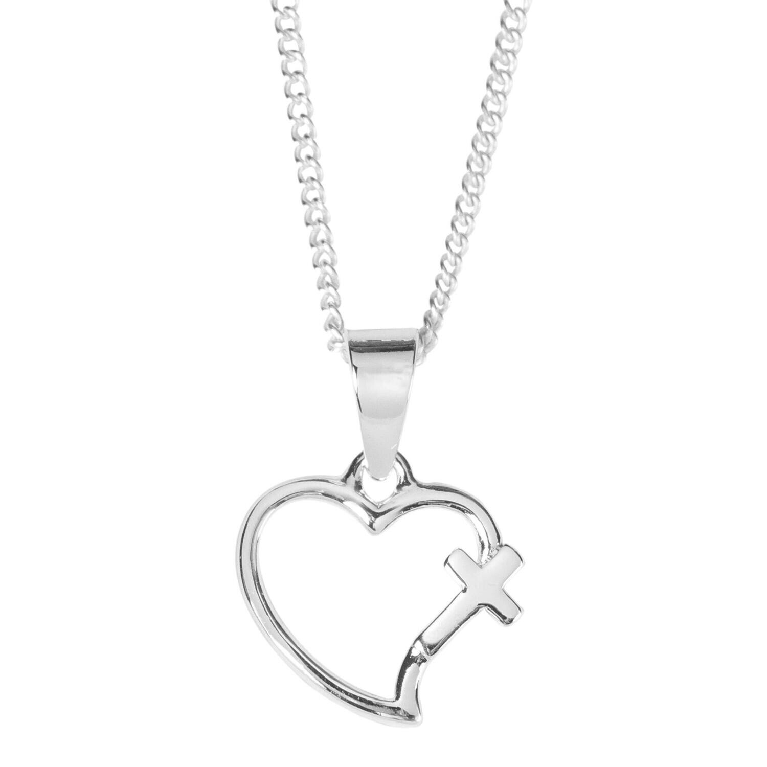 Mom God Gave Me You Open Heart Cross Pendant 