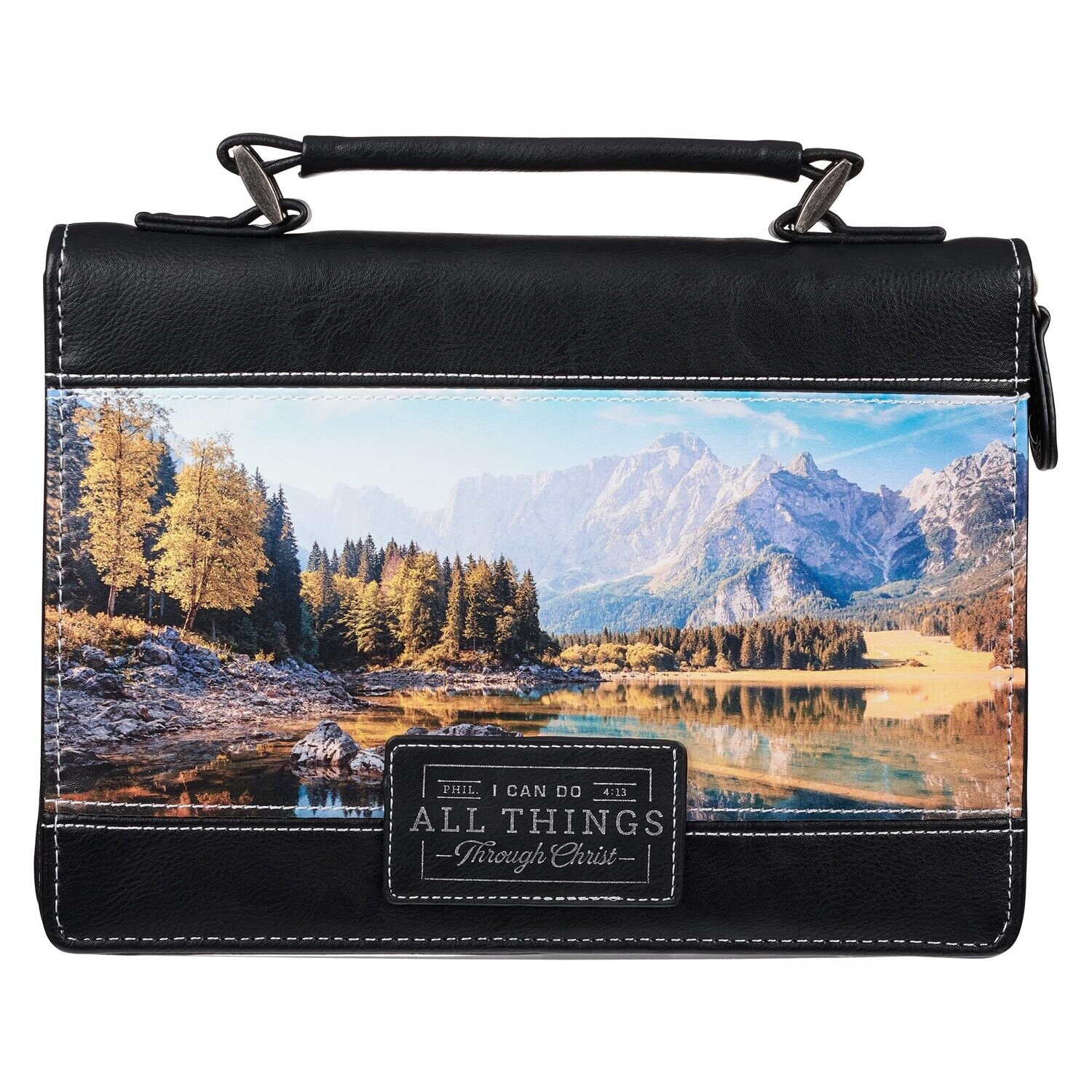 All Things Through Christ - Philippians 4:13Scenic Mountainous Valley, Black, Large