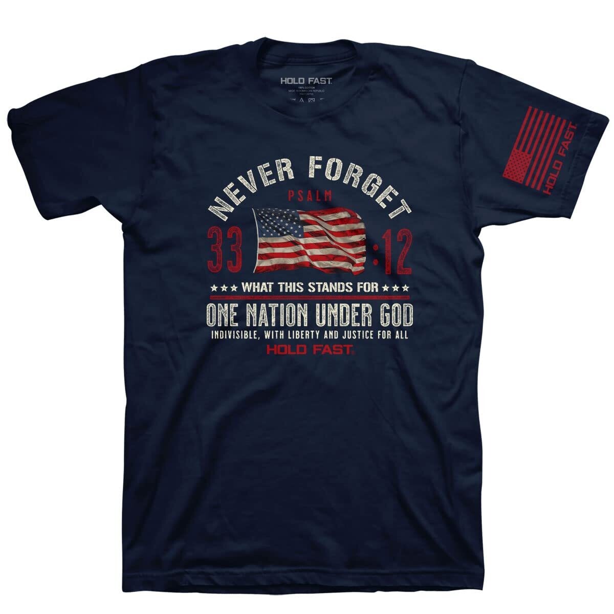 Hold Fast Mens T-Shirt - Never Forget - Navy - Large