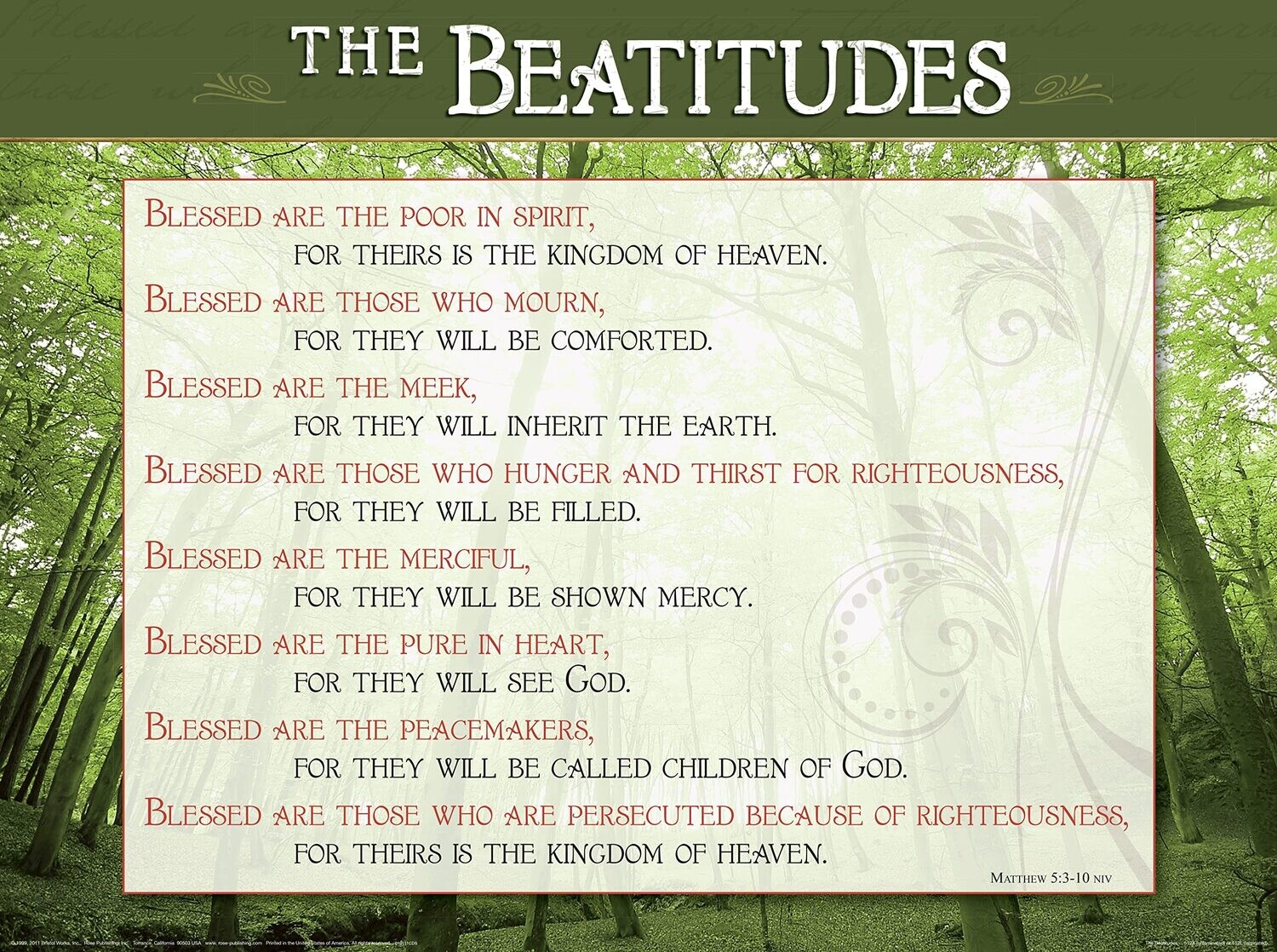 Beatitudes Wall Charts Laminated