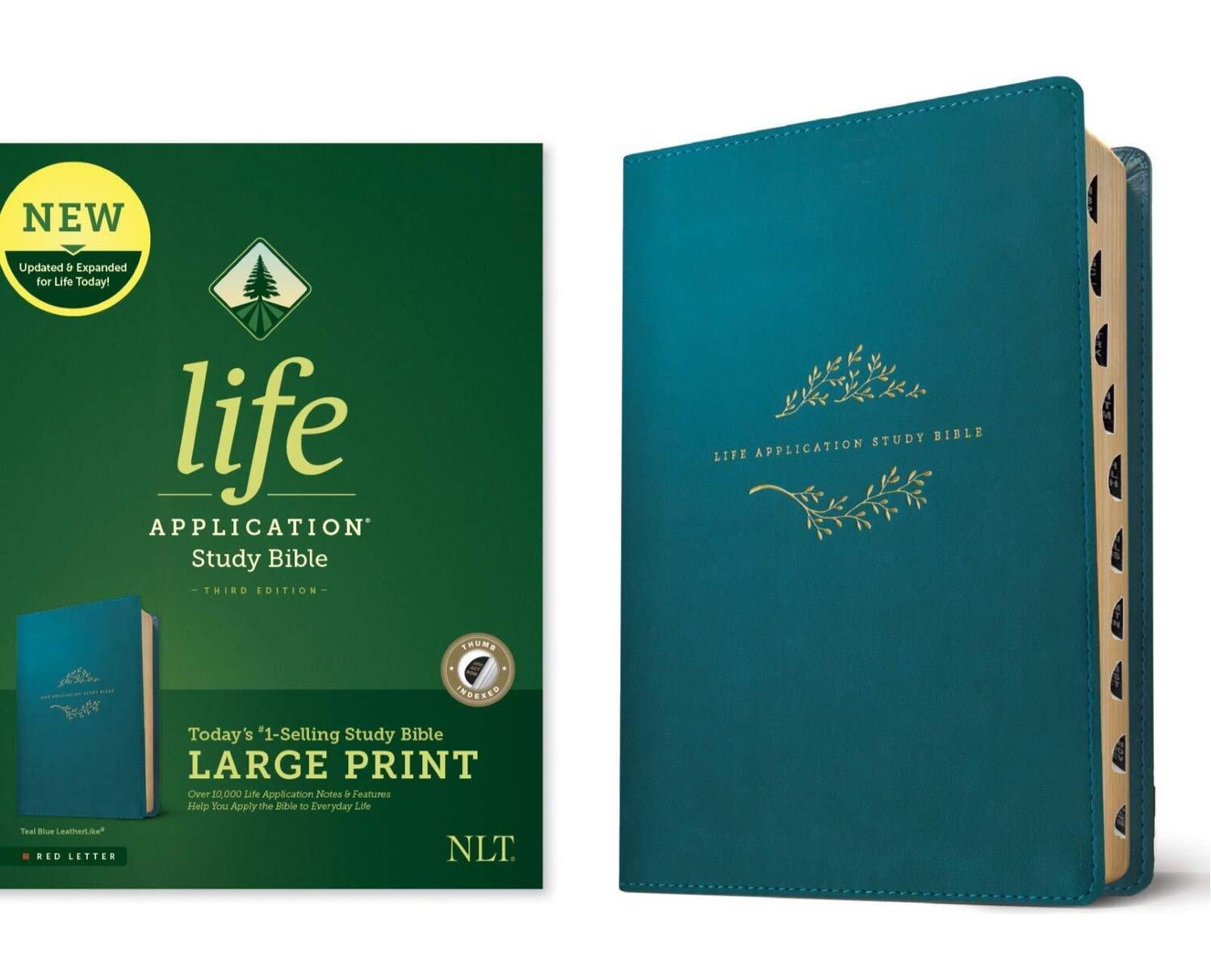 NLT Life Application Study Bible, Third Edition, Large Print (LeatherLike, Teal Blue, Indexed, Red Letter)