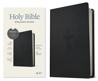 KJV Premium Value Thinline Bible, Filament-Enabled Edition (Red Letter, LeatherLike, Black Radiant Cross)
