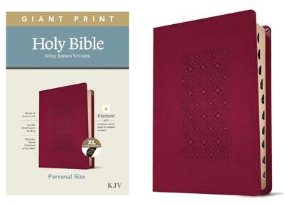 KJV Personal Size Giant Print Holy Bible  LeatherLike, Diamond Frame Cranberry, Indexed