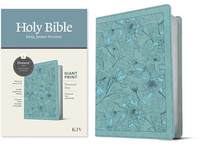 KJV Personal Size Giant Print Bible, Filament-Enabled Edition (Red Letter, LeatherLike, Floral Leaf Teal)