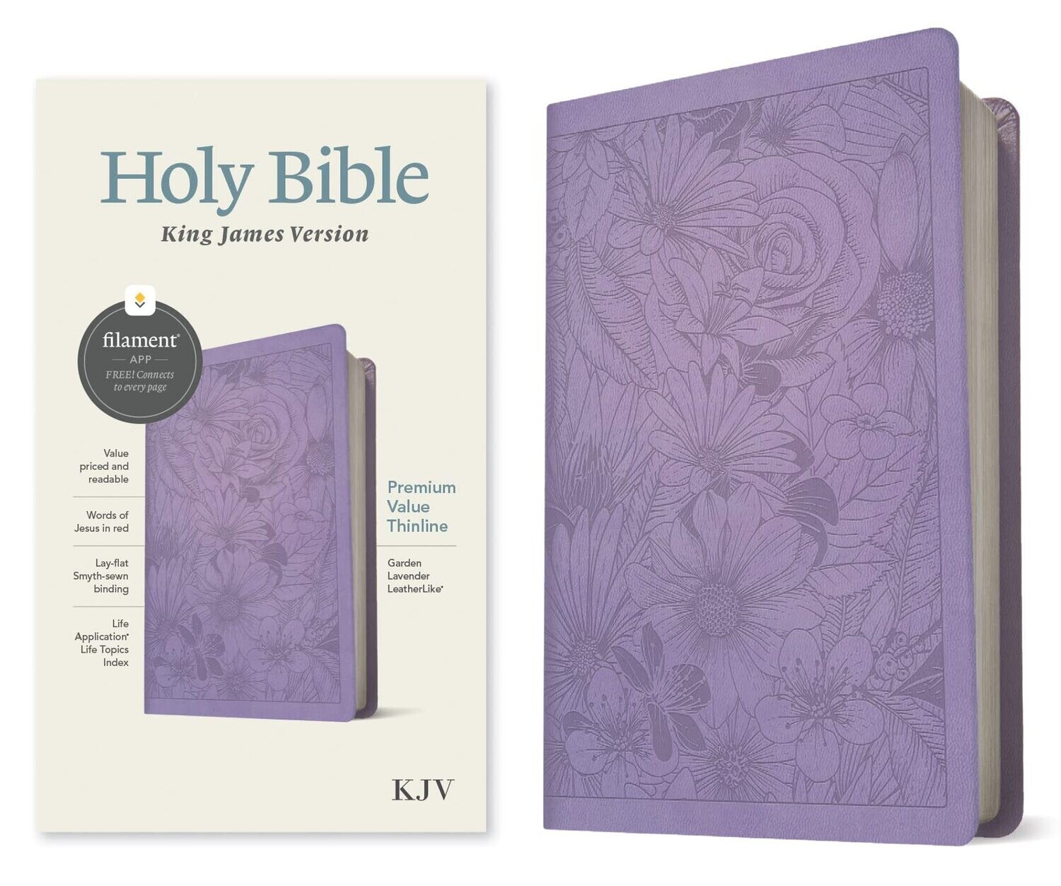 KJV Premium Value Thinline Bible, Filament-Enabled Edition (Red Letter, LeatherLike, Garden Lavender)