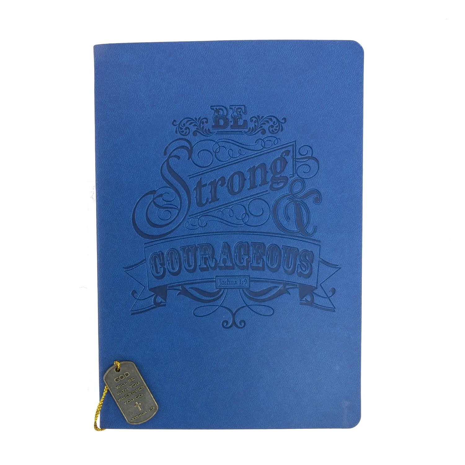 Dangle Journal : Leather Wrapped Navy Be Strong &amp; Courageous
