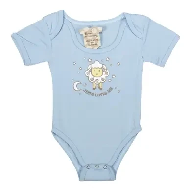 Baby Shirt 6-12Mo Blu Jesus Love Me Cotn