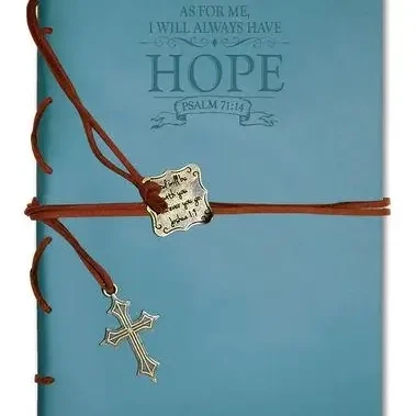 Faux Leather Journal - Leather Wrapped Dusty Blue, Hope