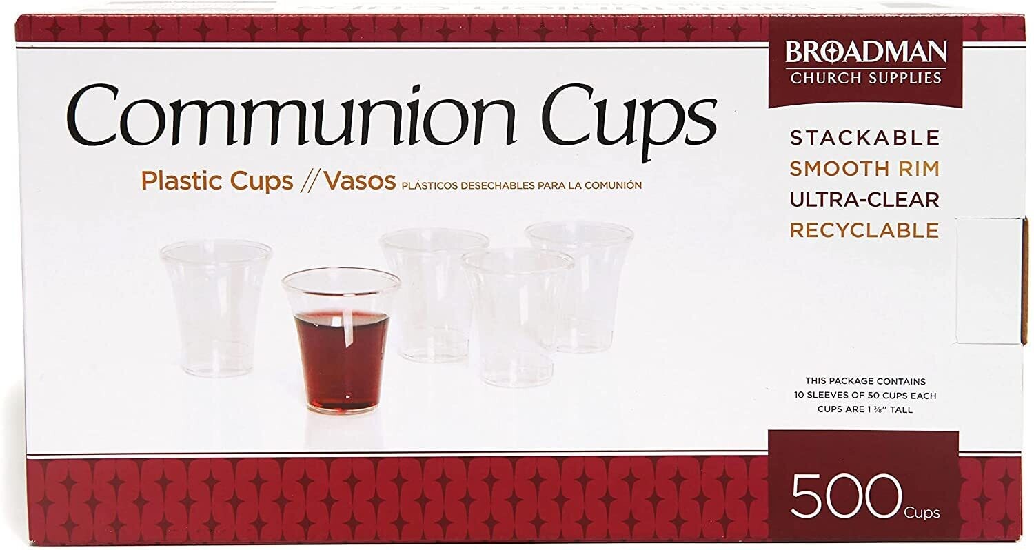 BROADMAN CHURCH SUPPLIES Plastic, Disposable, Recyclable Communion Cups, 500 Count