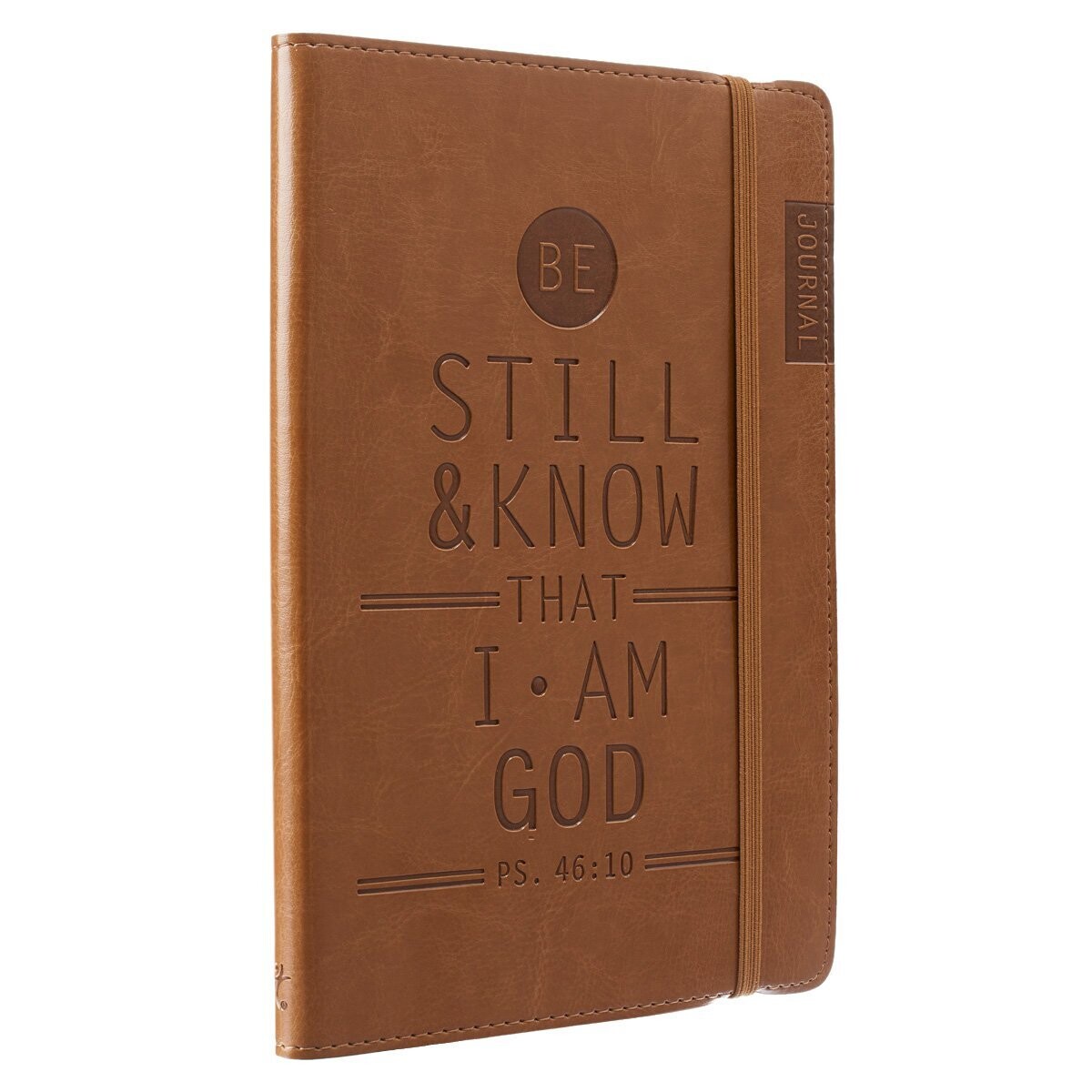 Tan Faux Leather Journal, Be Still and Know - Psalm 46:10