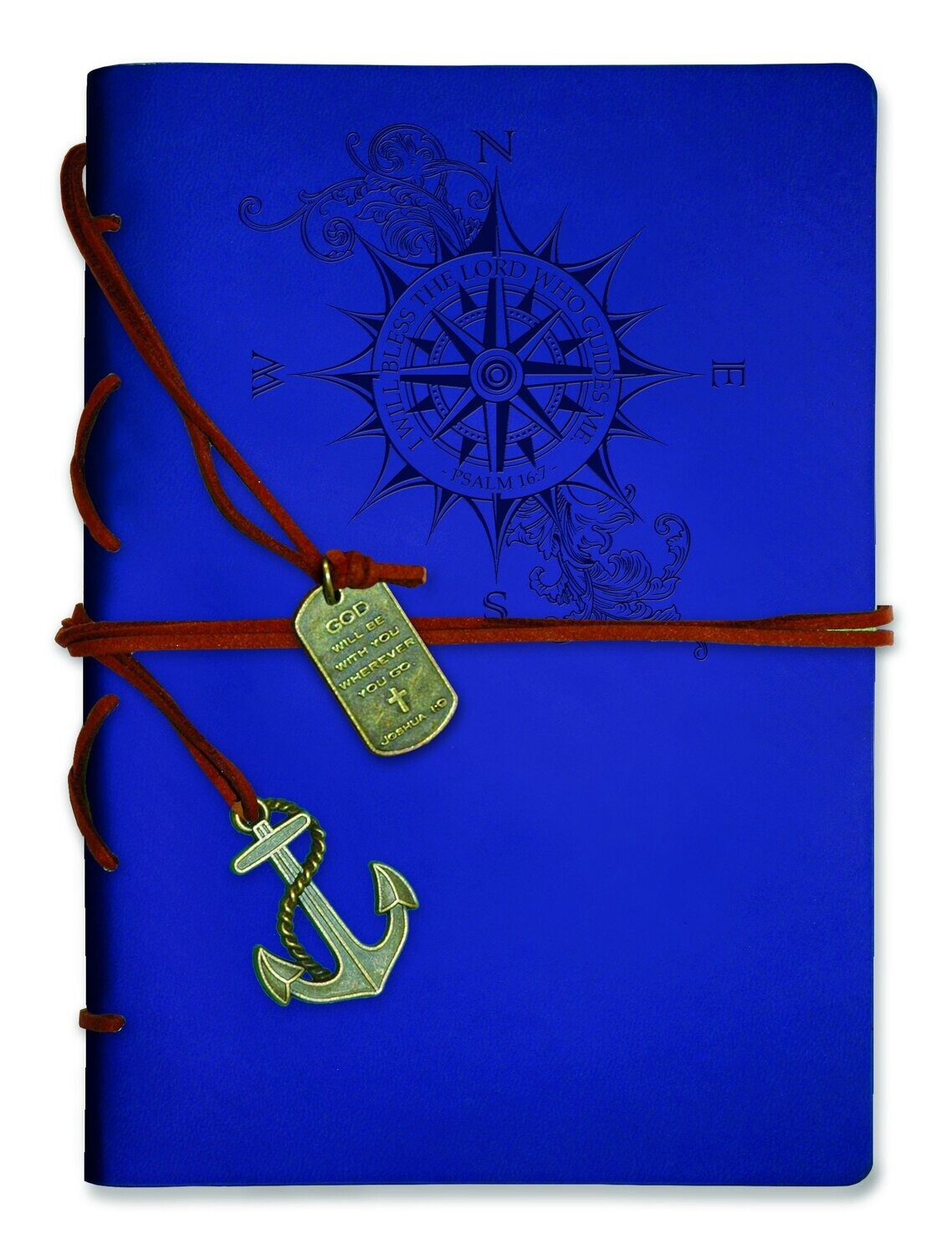 Divinity Boutique Journal-Leather Wrapped-Royal Blue Compass