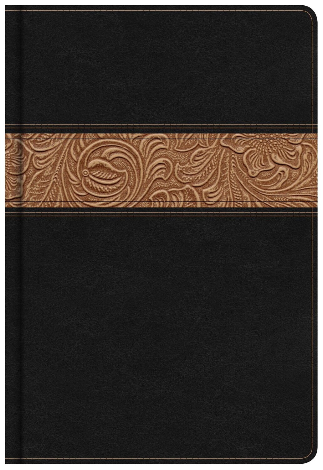KJV Reader&#39;s Bible, Black/Brown Tooled LeatherTouch