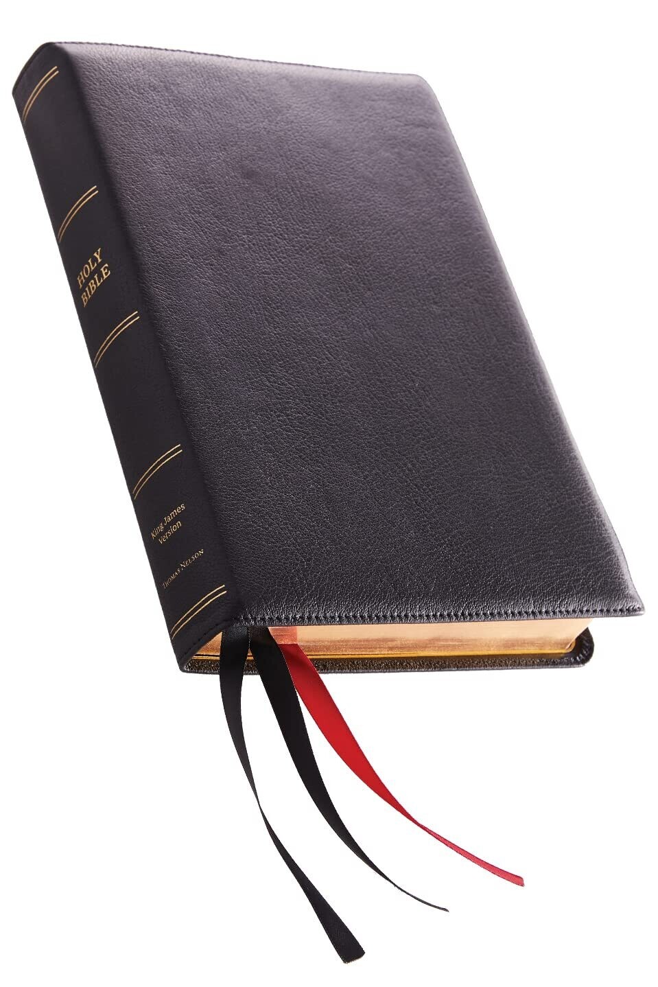 KJV Holy Bible, Giant Print Center-Column Reference Bible, Black Premium Goatskin Leather, Premier Collection