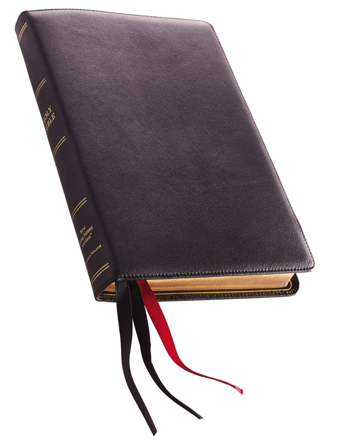 NKJV, Thinline Reference Bible, Large Print, Premium Goatskin Leather, Black, Premier Collection