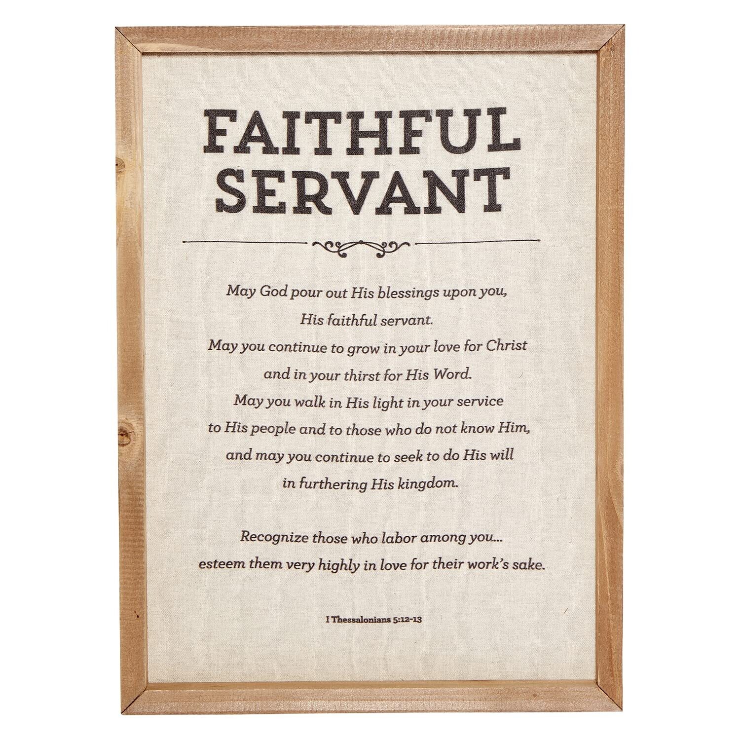 Creative Brands Faithworks-Wood Framed Linen Wall Art, 11 x 15-Inch, Faithful Servant