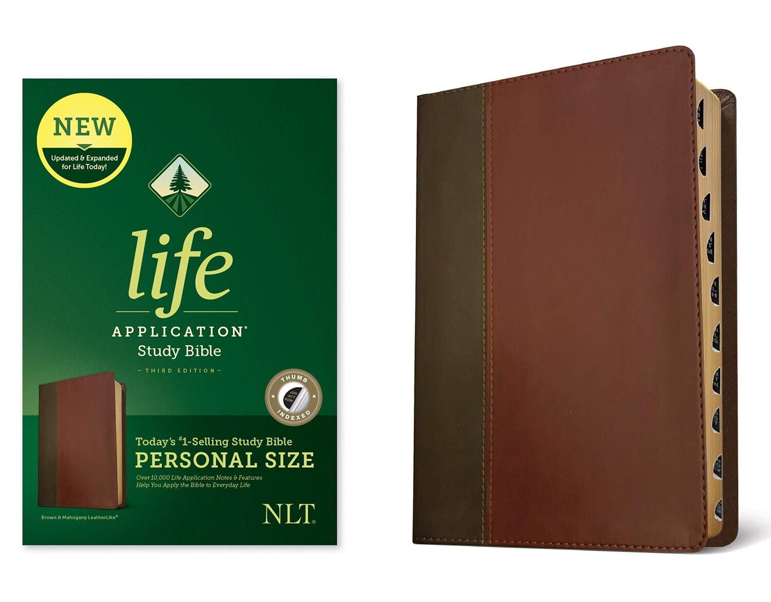 Tyndale NLT Life Application Study Bible, Third Edition, Personal Size (LeatherLike, Brown/Mahogany, Indexed)
