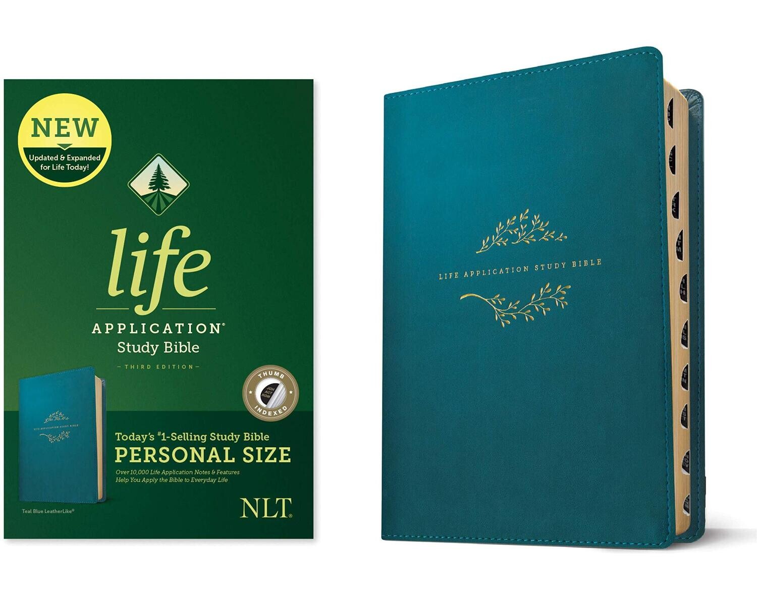 Tyndale NLT Life Application Study Bible, Third Edition, Personal Size (LeatherLike, Teal Blue, Indexed)