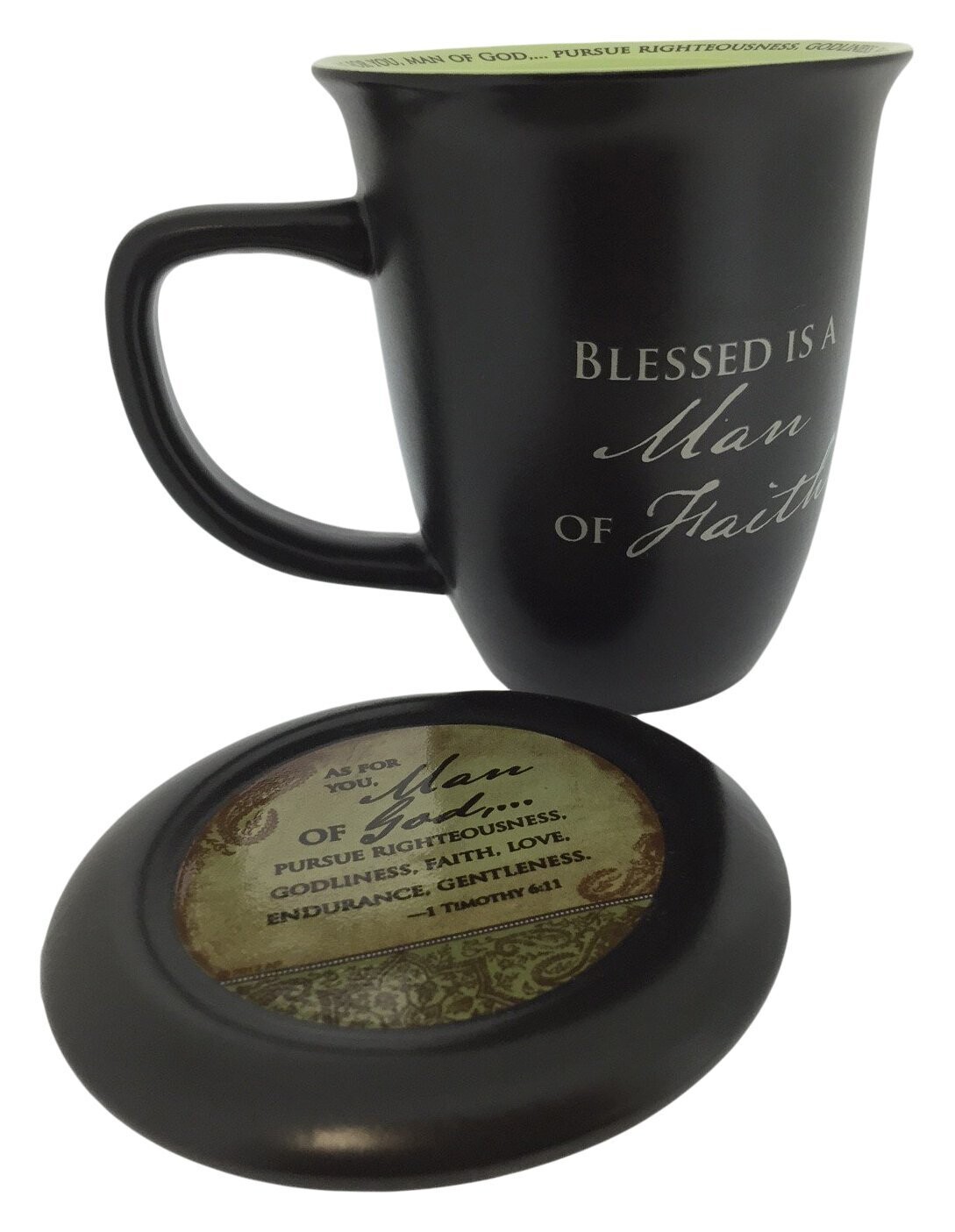 Abbey Gift Man of Faith Mug &amp; Coaster Set 4 by 4.38"