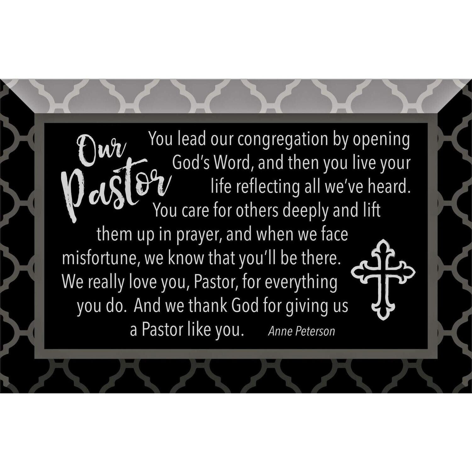DEXSA Pastor Glass Plaque - Made in the USA - 4"x6" - Classic Tabletop Decoration | Easel Back