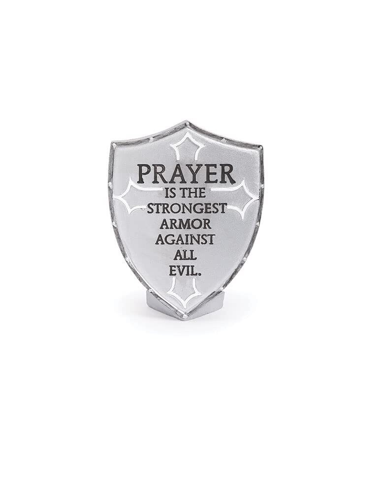 Roman Armor of God Keepsake Plaque, 3.5-inch Height, Resin and Stone Mix, Silver, For Decorative Use