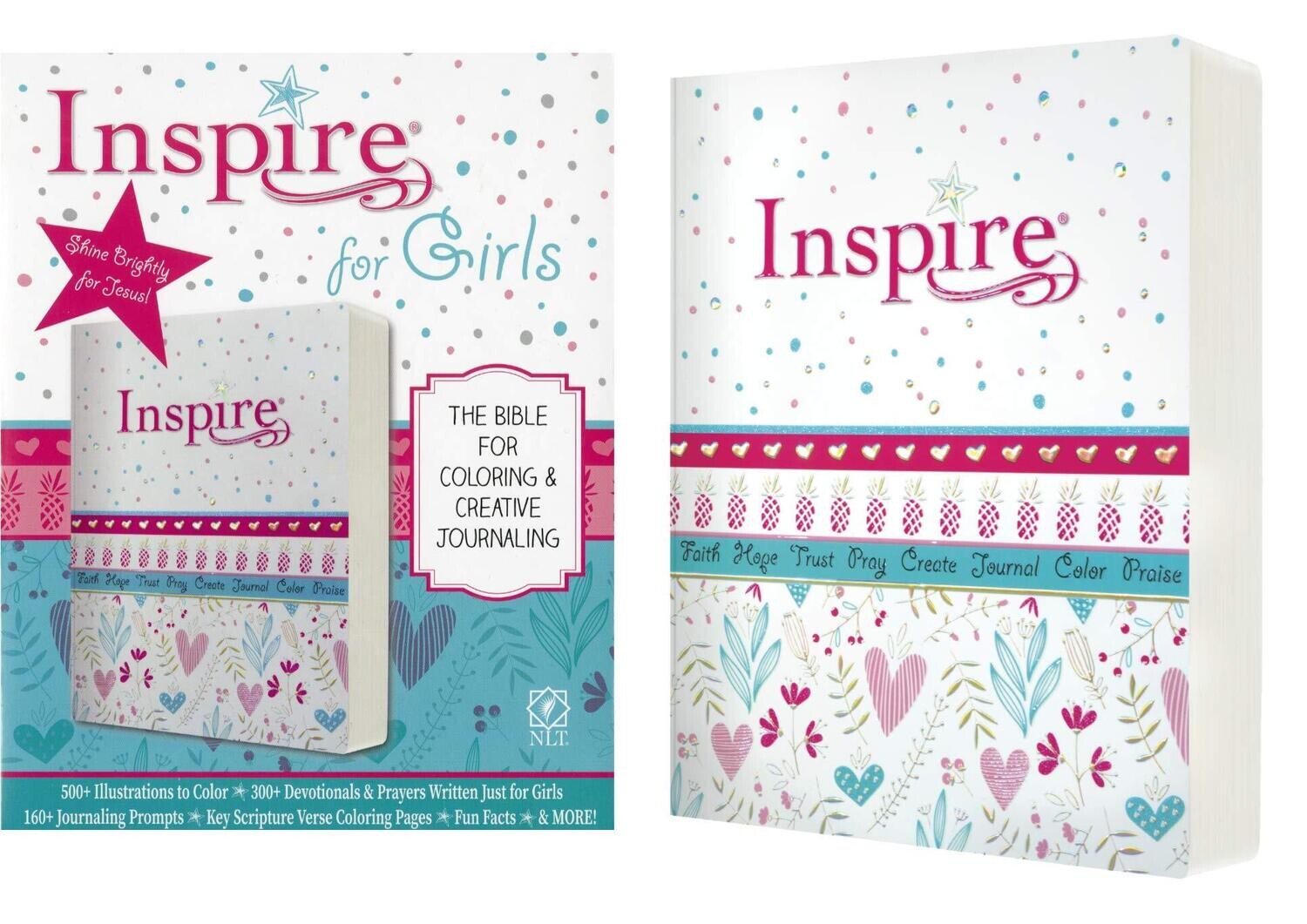 Tyndale NLT Inspire Bible for Girls (Softcover): Journaling and Coloring Bible for Kids