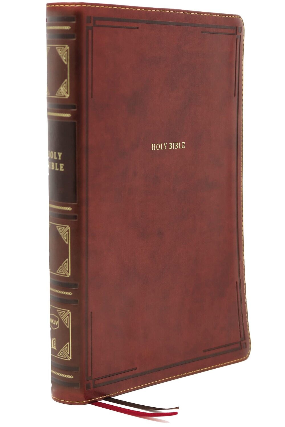 NKJV Holy Bible, Giant Print Center-Column Reference Bible, Brown Leathersoft, Thumb Indexed, 72,000+ Cross References