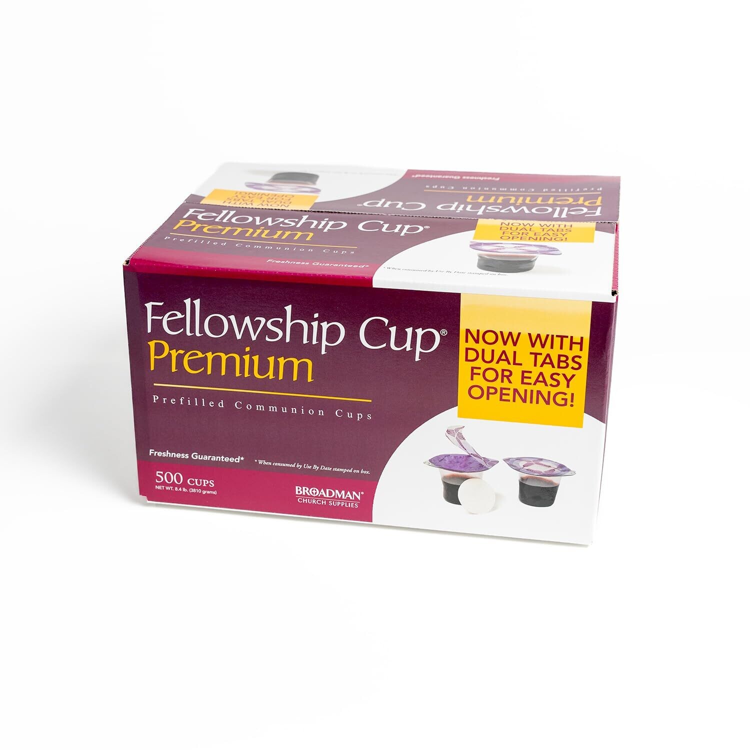 Broadman Church Supplies, Premium Easy-to-Open Dual Tab, Pre-filled Communion Fellowship Cup, 500 Count