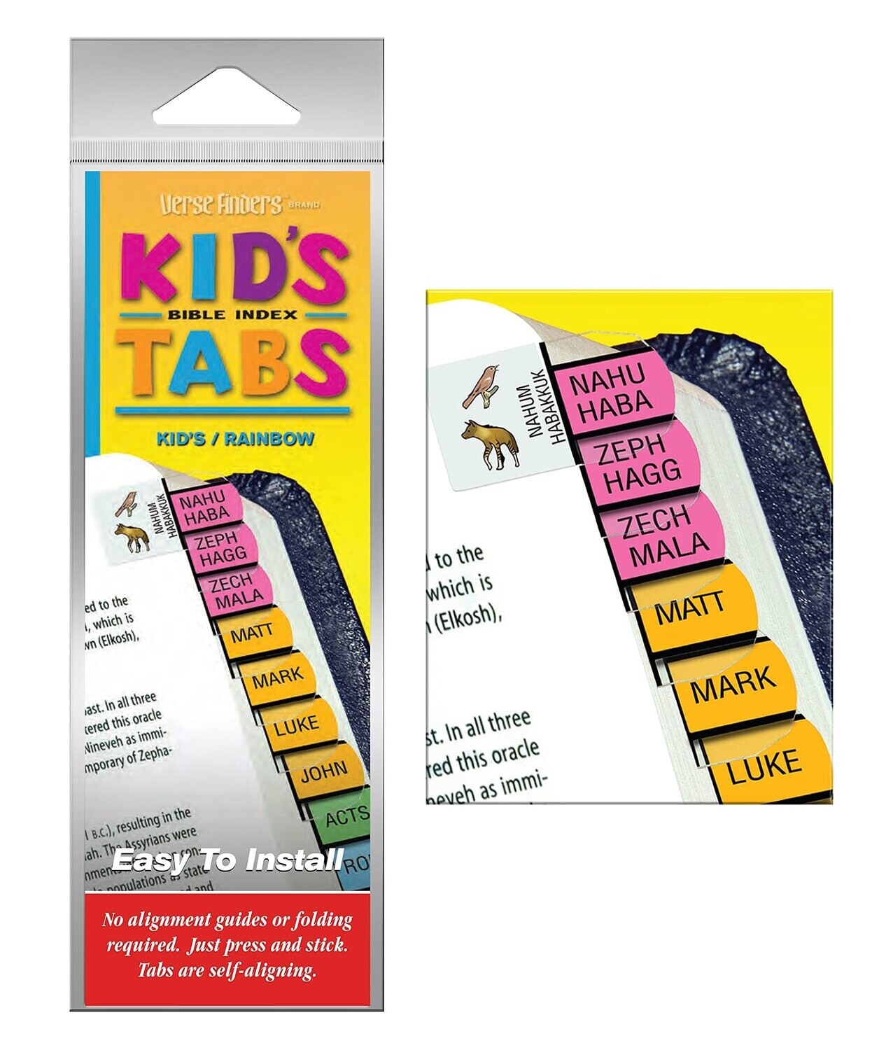 G.T. Luscombe Company, Inc. Kid’s Rainbow Verse Finder Bible Tabs with Animal Icons