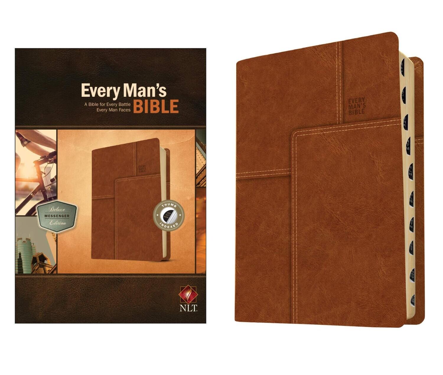 Every Man's Bible: New Living Translation, Deluxe Messenger Edition (LeatherLike, Brown, Indexed)