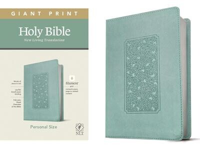 NLT Personal Size Giant Print Holy Bible (Red Letter, LeatherLike, Floral Frame Teal