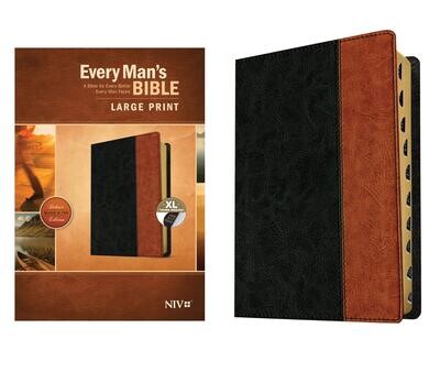 Every Man's Bible NIV, Large Print, TuTone (LeatherLike, Black/Tan, Indexed)