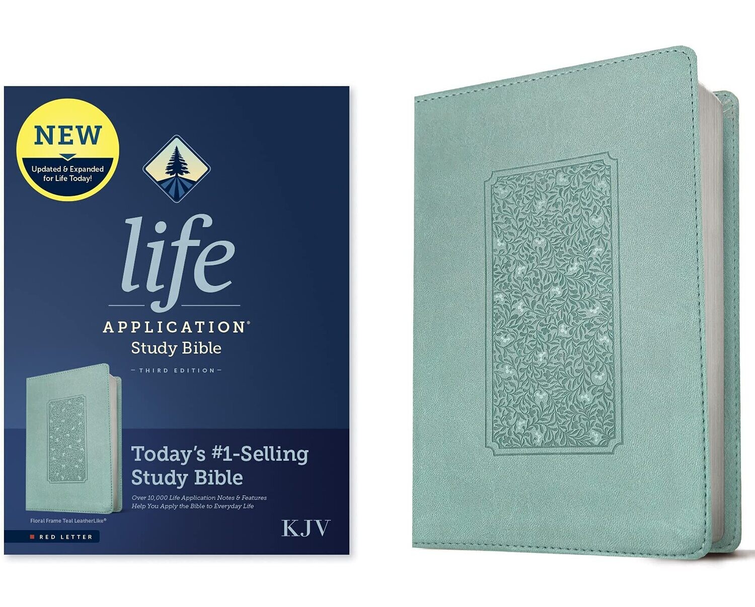 KJV Life Application Study Bible, Third Edition (LeatherLike, Floral Frame Teal, Red Letter)
