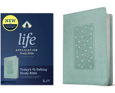 KJV Life Application Study Bible, Third Edition (LeatherLike, Floral Frame Teal, Red Letter)