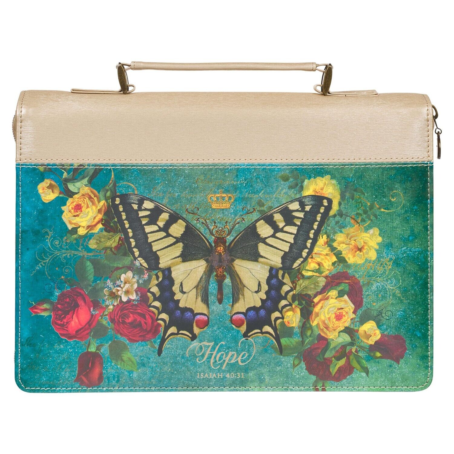Christian Art Gifts Vegan Leather Fashion Bible Cover Carry Case for Women: Hope - Isa. 40:31 Teal, Medium