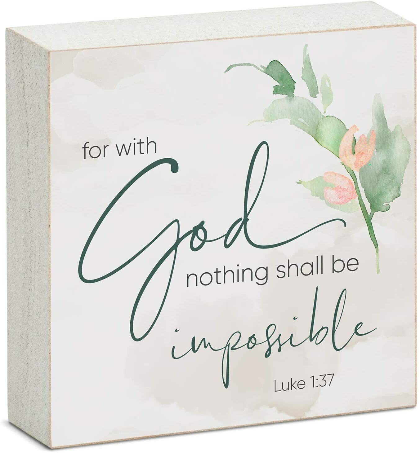 Counterart Wood Block Décor Message Nothing Shall Be Impossible Sign 3.75 inches