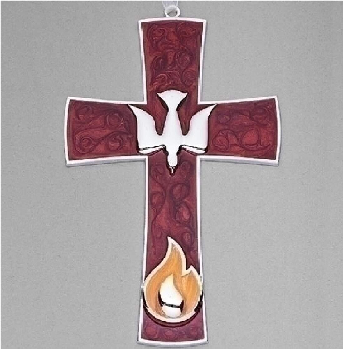 Roman 19895 Confirmation Wall Cross with Dove and Flame Icons, 7-inch Height