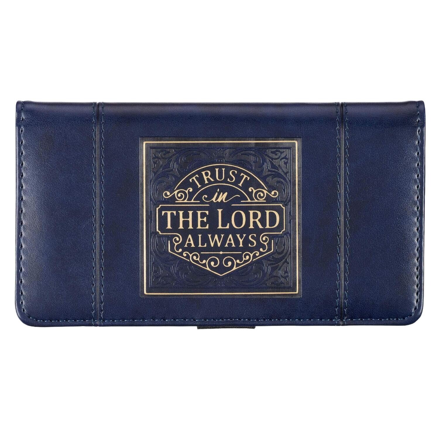 Checkbook Cover for Women &amp; Men Trust in The Lord Christian Navy Wallet, Faux Leather Christian