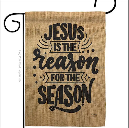 Jesus the Reason Wintertime Nativity Christmas Decor Flag | Double Sided-Thick Fabric / Garden Flag