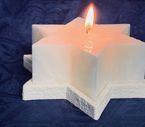 STAR OF DAVID FRANKINCENSE &amp; MYRRH CANDLE WITH PLASTER BASE
