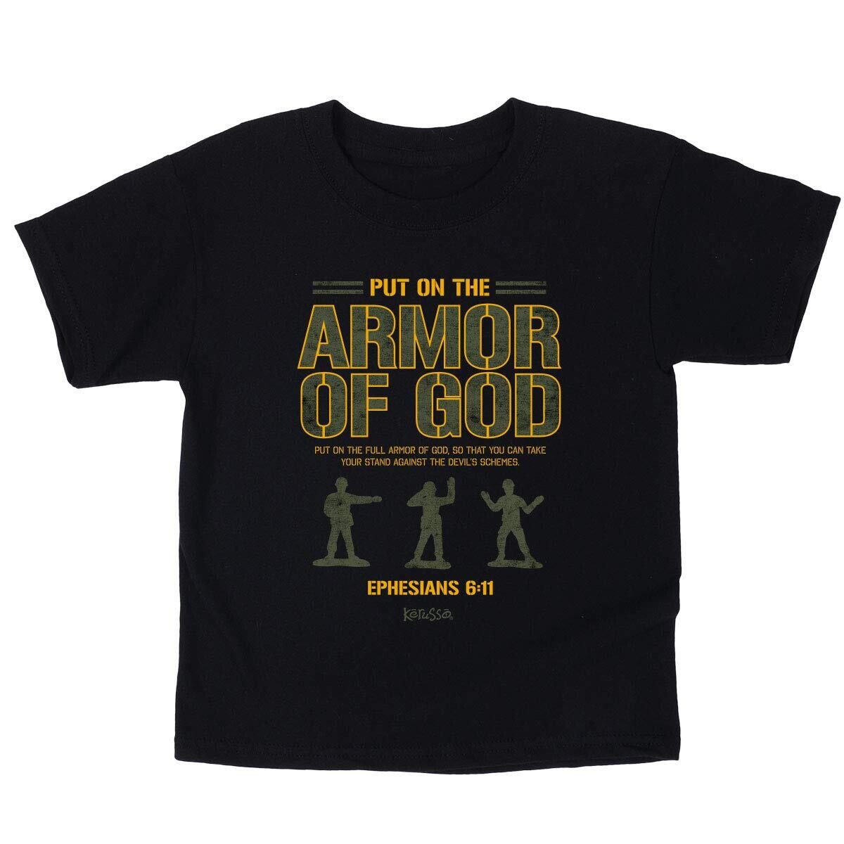 Kerusso Kids T-Shirt Put On The Armor of God - Black - Toddler 5T