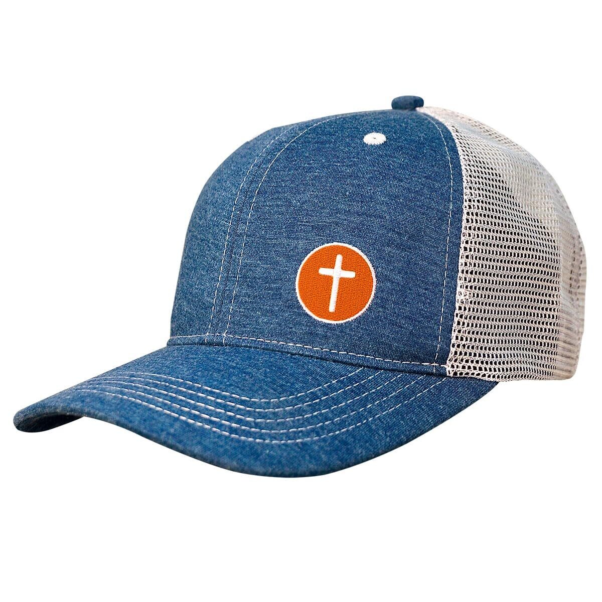 Kerusso SWC3978 Circle Cross Orange Mens One Size Fits Most Cotton Polyester Blend Mens Baseball Cap Hat, Blue