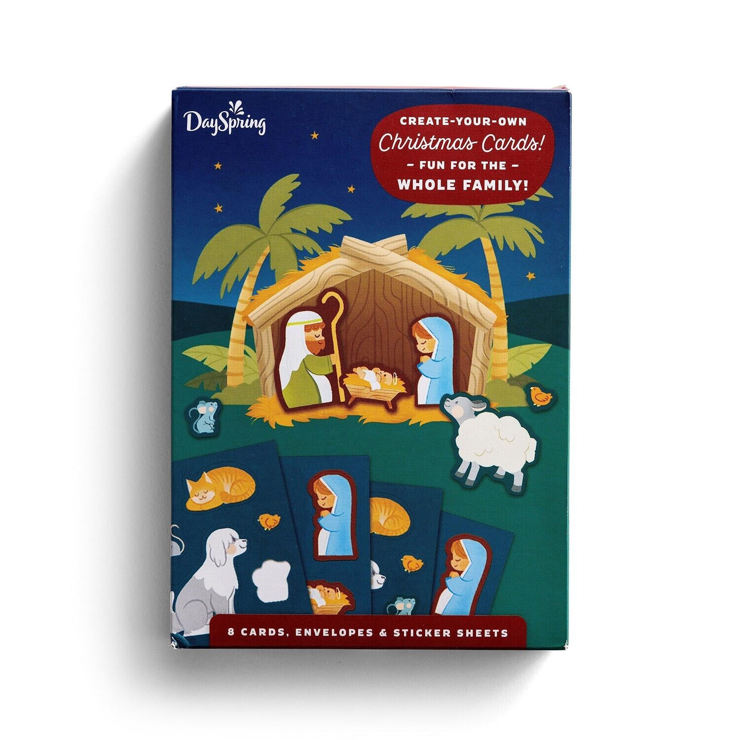 DaySpring - Nativity Sticker Cards - 8 DIY Christmas Cards, Envelopes and 8 Christmas Sticker Sheets