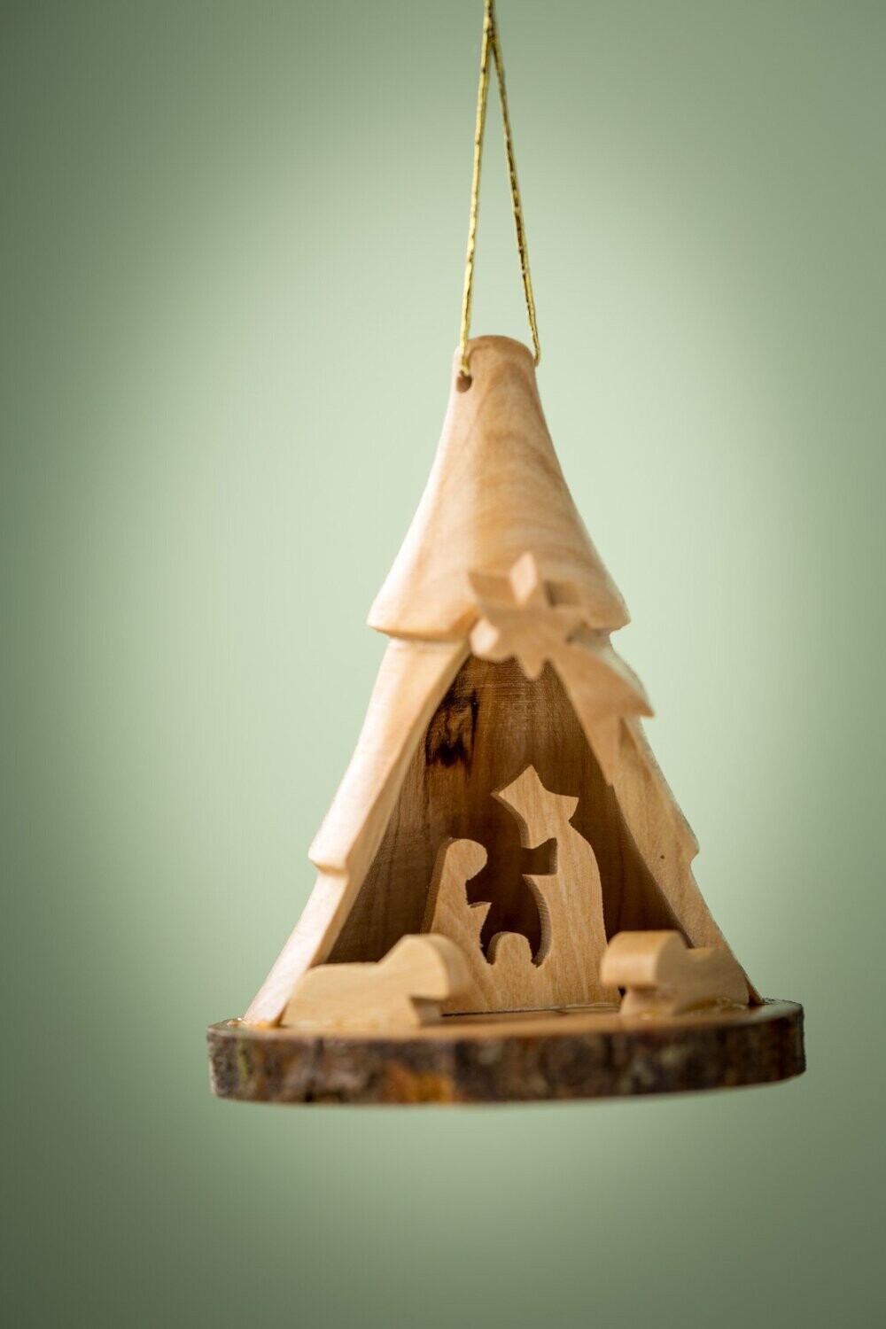 Ornament - Olive Wood 3D Tree with Nativity