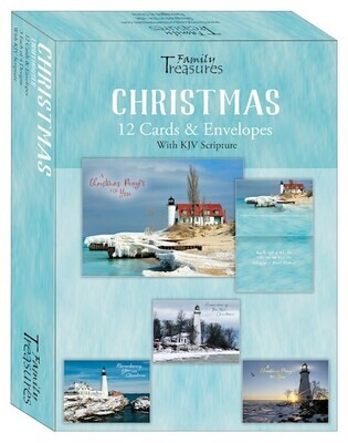 Card-Boxed-Christmas-Lighthouses (Box Of 12)