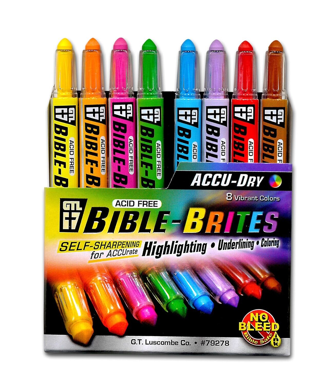 Accu-Dry Bible-Brites | No Bleed | Bible Study, Bullet Journaling, Coloring, Drawing (Set of 8)