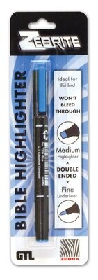 Zebrite Double Ended Highlighter - Blue Carded